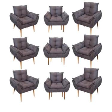 Imagem de Kit 09 Cadeiras Poltronas Opala Clinica Salão Balaqui Decor Cor:cinza