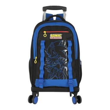 Imagem de Mochila Escolar Rodas 360º E Costas Sonic Meninos - Up4You, Azul