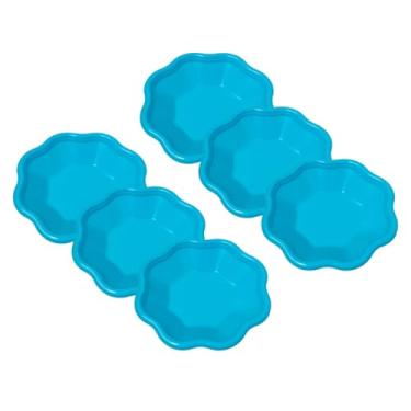 Imagem de Kit 6 Prato Infantil Escolar 550ml Plástico Merenda Lanche (Azul)