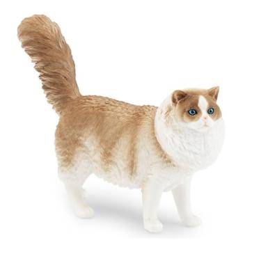 Imagem de DEFKIYT Estatueta de gato realista, estátua de gato Ragdoll fofa simulação de PVC sólido modelo de gato em pé, mini estatuetas de gato educativas para decoração de casa, presente