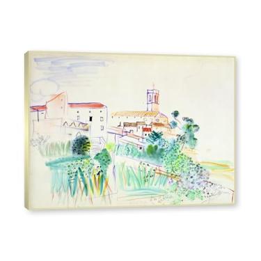 Imagem de Moldura de champanhe. Impressões Raoul Dufy, (Vista de Perpignan), pôster de viagem vintage, arte impressionista, imagem de arte de parede em tela para decoração de casa. 30 x 40 cm-11,8 x 15,7 pol