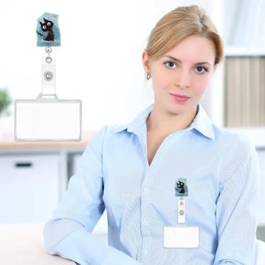 Imagem de Carretel de crachá engraçado, suporte retrátil de crachá de enfermeira, clipe de crachá de identificação de estudante de enfermagem, carretéis fofos de crachá de enfermagem para enfermeira médica CNA