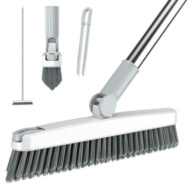 Imagem de AIR U+ Escova de argamassa com cabo longo escova giratória de 180° com pinça para grampo de cabelo em forma de V esfregão de linha de argamassa cerdas rígidas para limpeza profunda de fendas, linha de