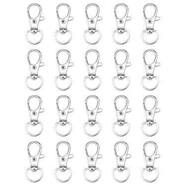 Imagem de 20 peças de clipes de chaveiro de aço inoxidável - ganchos giratórios de 360° para chaveiros, bolsas e artesanato - ferragens resistentes para projetos DIY - branco