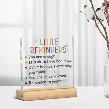 Imagem de Presentes motivacionais inspiradores presentes de agradecimento de funcionários pequenos lembretes You are Enough placa decorativa de mesa transparente placa de acrílico com suporte de madeira para