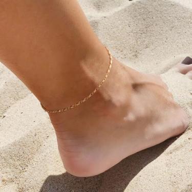 Imagem de Pulseira de tornozeleira de corrente de areia pequena com cadeado dourado