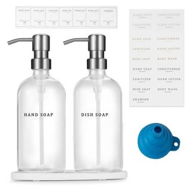 Imagem de Dispensador de sabão de vidro 500mL com bomba de aço inoxidável 304 - 