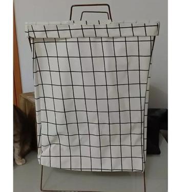 Imagem de Cesto Organizador Roupa Dobrável Grande Com Suporte