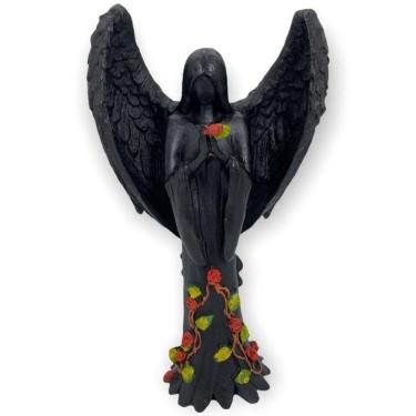 Imagem de Castiçal Anjo Negro Fêmea Ou Macho Resina 25Cm-Selecione Cor