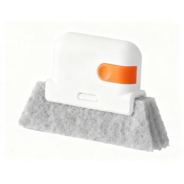 Imagem de 1 escova de limpeza de janela laranja, escova de limpeza multifunções para uso doméstico, limpador de trilhos de porta deslizante de janela, peitoril, linhas de azulejo, obturador, aberturas de carro