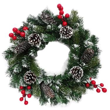 Imagem de Guirlanda de Natal Nevada com Pinhas Azevinhos 35cm