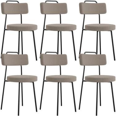 Imagem de Kit 06 Cadeiras Decorativas Estofada Para Sala De Jantar Barcelona L02 Bouclê Bege - Lyam Decor