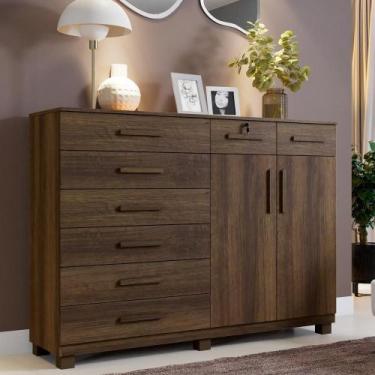 Imagem de Cômoda Triunfo 8 Gavetas E 2 Portas Imbuía - Tudo De Móveis