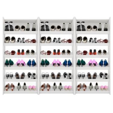 Imagem de Kit 3 Armários Sapateira Multiuso Paris - Lumil Móveis Branco