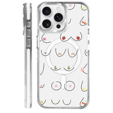 Imagem de MQJCYB Capa magnética para iPhone 15 Pro Max com design em base transparente, compatível com MagSafe, capa protetora fina de TPU macio para telefone feminina e meninas sexy garota exclusiva cacto