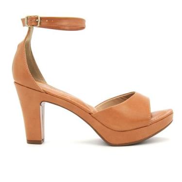 Imagem de Sandália Feminino Via Uno 411003 Salto Grosso Alto Meia Pata Calcanhar