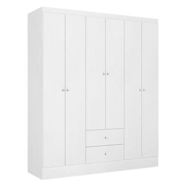 Imagem de Guarda Roupa Solteiro Astro 6 Portas 2 Gavetas Branco Rosa Flex Acetinado - Thb