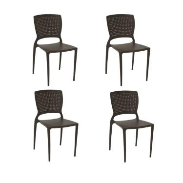 Imagem de Kit 4 Cadeiras Safira Marrom Tramontina 92048/109