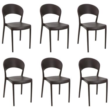 Imagem de Kit 6 Cadeiras Sissi Encosto Fechado Marrom Tramontina 92046/419