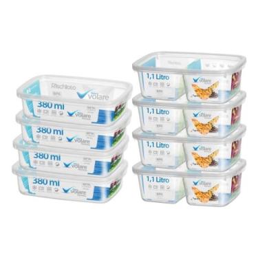 Imagem de Conjunto 8 Potes Retangular Alimentos Multiuso Bpa Free Variado - Vola