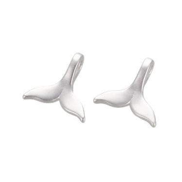 Imagem de 10 peças de pingentes de latão em forma de cauda de baleia, cauda de peixe, oceano, vida marinha, cauda de sereia, cor prata fosca, artesanato, faça você mesmo, joias, colar, pulseira, brincos 9 x 9,3