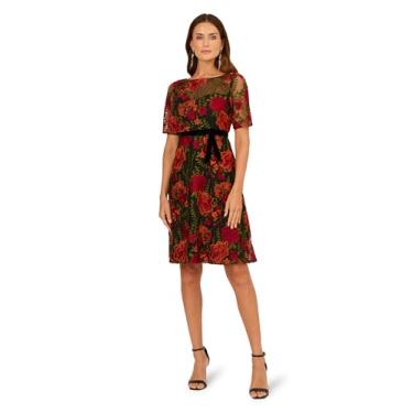 Imagem de Adrianna Papell Vestido curto feminino bordado floral, multicor, 52