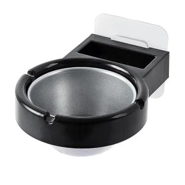 Imagem de 1 cinzeiro portátil de parede de aço inoxidável, porta-fumaça, copo de armazenamento para banheiro, casa, escritório, estojo de ferramentas de cigarro para fumante (preto)