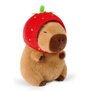 Imagem de Brinquedo de pelúcia Ditucu Cute Capivara com chapéu de morango 43 cm 