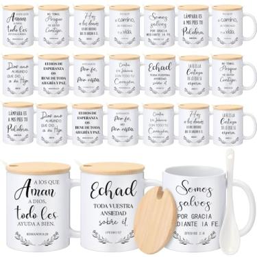 Imagem de Sunnychicc 24 conjuntos de canecas de café cristãs de Natal em massa versículo bíblico canecas de café canecas de café religiosas presentes de agradecimento inspiradores para mulheres homens