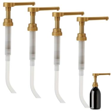 Imagem de WEBEEDY 4 peças Dispensador de Xarope de Café Ouro à Prova de Vazamento Dispensador de Molho Reutilizável Aromatizante Garrafa de Xarope Bomba para Cafeteria Casa Natal Ação de Graças Decoração de