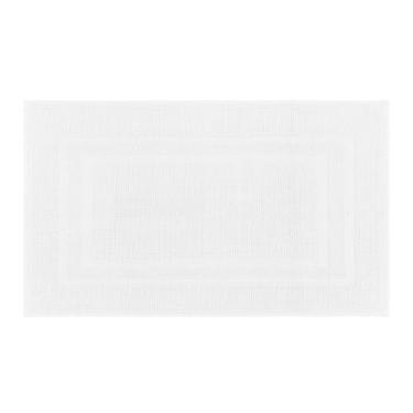 Imagem de Mrs Awesome Tapete de banho macio 100% algodão com forro antiderrapante hot-melt, 50,8 cm x 81,3 cm, confortável e absorvente, lavável, tapete de tecido texturizado para banheiro, branco