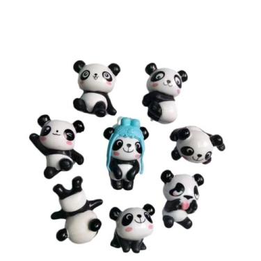 Imagem de Conjunto de ímãs de geladeira, 8 peças de resina colorida Panda 3D fof
