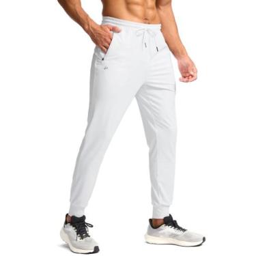 Imagem de Calça de moletom leve Pudolla para homens, branca, elástica em 4 direç