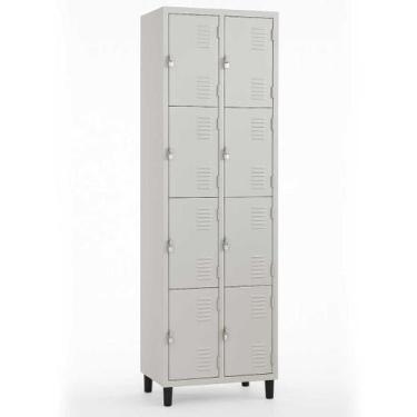 Imagem de Armário Roupeiro De Aço 8 Portas Vestiário Academia Locker Cinza - CON