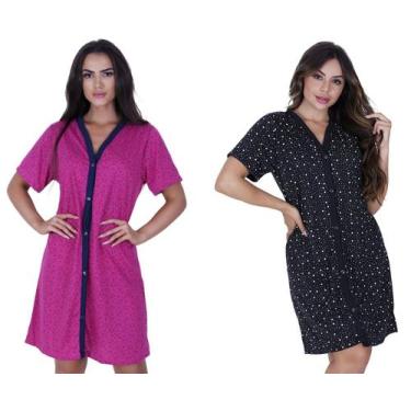 Imagem de Kit 2 Camisola Manga Curta Aberta Botão Cirurgia Amamentação silicone 