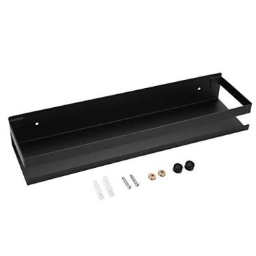 Imagem de Prateleira de banheiro OwnMy para banheiro de aço inoxidável para banheiro, cesto de cozinha, box de chuveiro, metal à prova de ferrugem, prateleiras flutuantes de armazenamento de banheiro, prateleira retangular de canto de chuveiro montado na parede - 40 cm preta