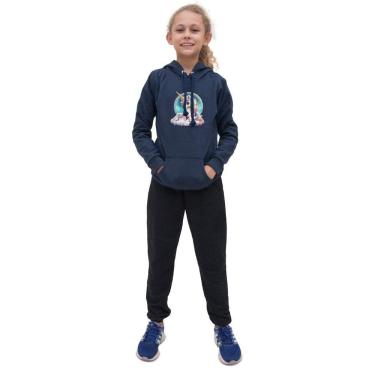 Imagem de Conjunto Infantil Menina Estampa Unicornia Colorida Blusa Canguru e Calça Moletom Toque Macio