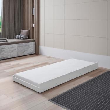 Imagem de Cama Auxiliar Solteiro MDF com 4 rodinhas Estrado Reforçado Dani Branco