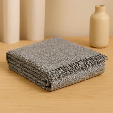 Imagem de Manta Para Sofá Gigante Luxo KING Manta Decorativa Premium 100% Algodão – Capa Protetora e Decorativa para Sofá Cama ou Sala (KING 3mx1,80m CINZA MESCLADO)