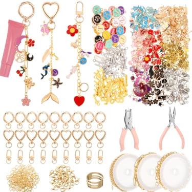 Imagem de VioraWhite Kit de pingentes de brilho labial, kit de fabricação de chaveiros com pingentes variados, clipes extensores de corrente (944 peças, estilo clássico)