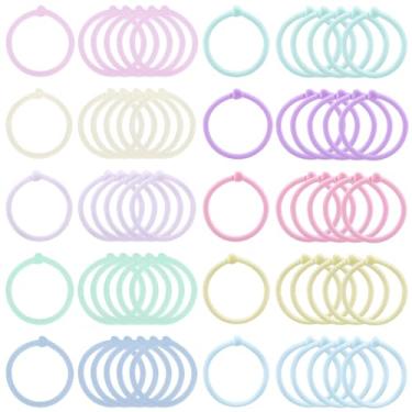 Imagem de CRASPIRE 250 peças 10 cores coloridas anéis de plástico para livros 2,5 cm pequeno círculo redondo corações folha solta papel articulado porta-chaves para livros flash cartões de índice papel escola