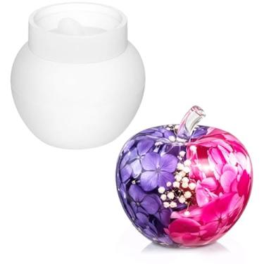 Imagem de Sibba Moldes de resina de maçã com tampa 3D modelo em forma de maçã moldes de silicone suporte de vela ornamentos de frutas modelo de resina epóxi para sabão gesso vela fundição decoração de Natal