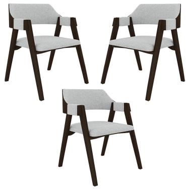 Imagem de Kit 3 Cadeiras Sala De Jantar E Jogos Carteados Madeira Maciça Poker Linho Cinza-capuccino G42 - Gran Belo