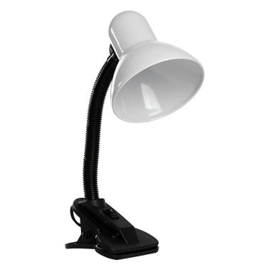 Imagem de Luminária De Mesa Com Presilha Articulada Branca Entrada E27 Bivolt Para Escritório