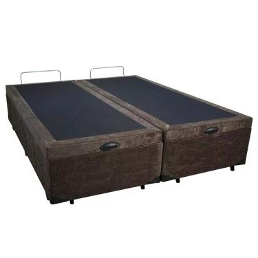 Imagem de Cama Box Baú Queen Bipartido Suede Sereneprime Marrom 158x198x44.