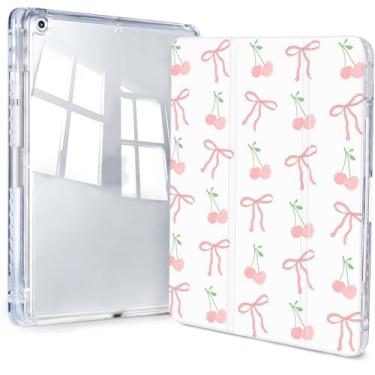 Imagem de Jngnpn Capa para iPad 9ª/8ª/7ª geração, 10,2 polegadas (versão 2021/2020/2019), capa transparente fina e tripla traseira transparente com suporte para lápis e capa hibernar/despertar automática