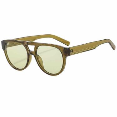 Imagem de Óculos de Sol Retrô Feminino Oval Clássico Preto Masculino Moda Óculos UV400 Feminino Verde Oliva,