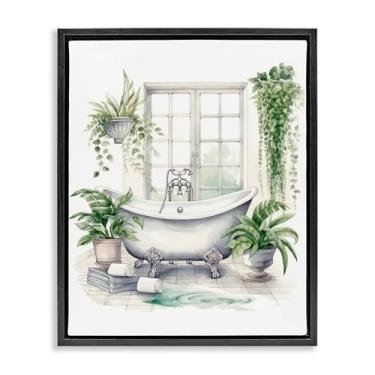 Imagem de Stupell Industries Arte de parede em tela flutuante com moldura cinza para banheira e janela, design por Lettered and Lined, 78 x 63 cm