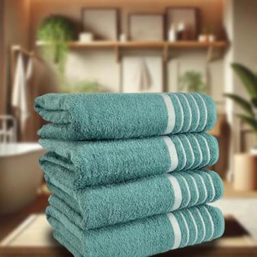 Imagem de Toalha de Banho Gigante 75x150cm 100% Algodão Felpuda e Macia – Alta Absorção (Verde,03 Toalhas)