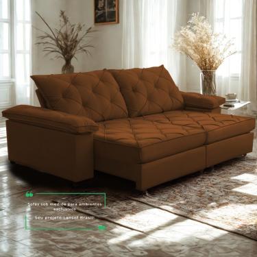 Imagem de Sofá Retrátil E Reclinável 2,40m Clara | Conforto Premium E Design Elegante Terracota